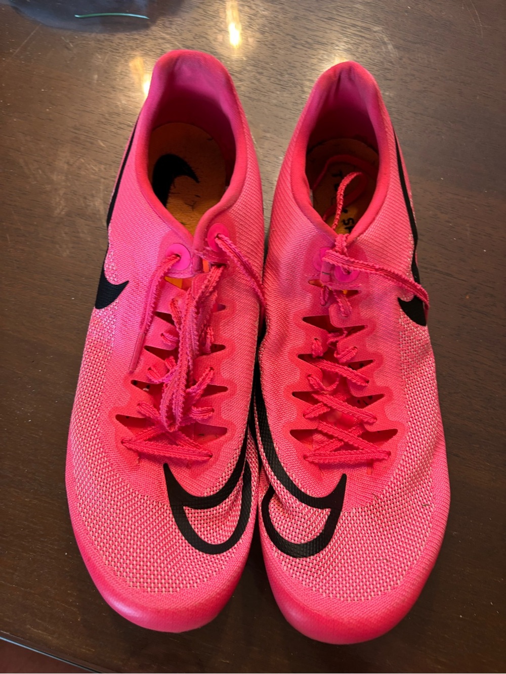 Nike Men’s Hot Pink Track/Running Spikes with Black Swoosh